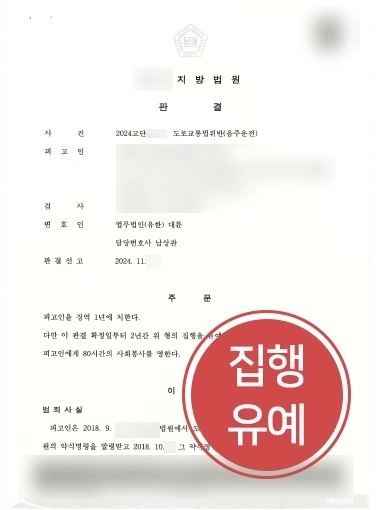 안양변호사사무실 | 음주운전 전과 의뢰인, 집행유예로 실형 위기 극복